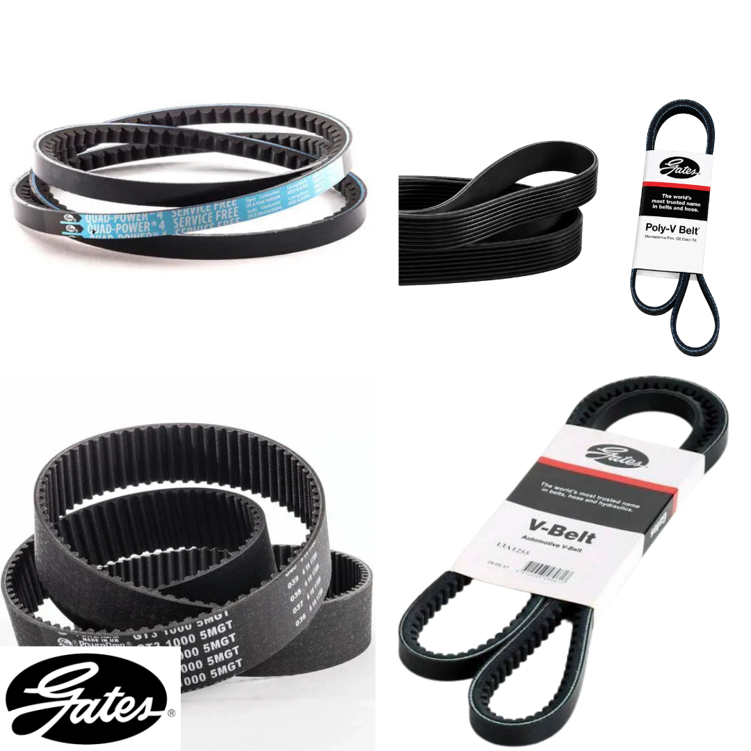 25) Timer Belts, Quad Power Belts, Poly-V Belts, Cogged Wedge Belts.